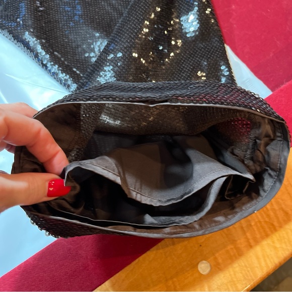 NEW H&M BROWN Sequined PANTS womens Size 14 formal Party Cocktail wide Flowy leg - Picture 14 of 16